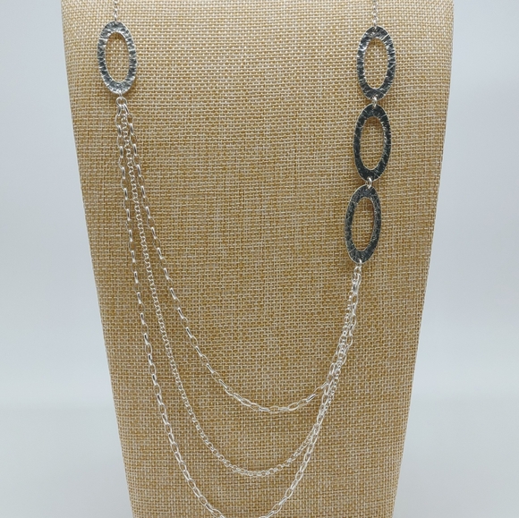 Vintage Silpada Modernist Multi Strand Hammered Link Necklace - Picture 3 of 11